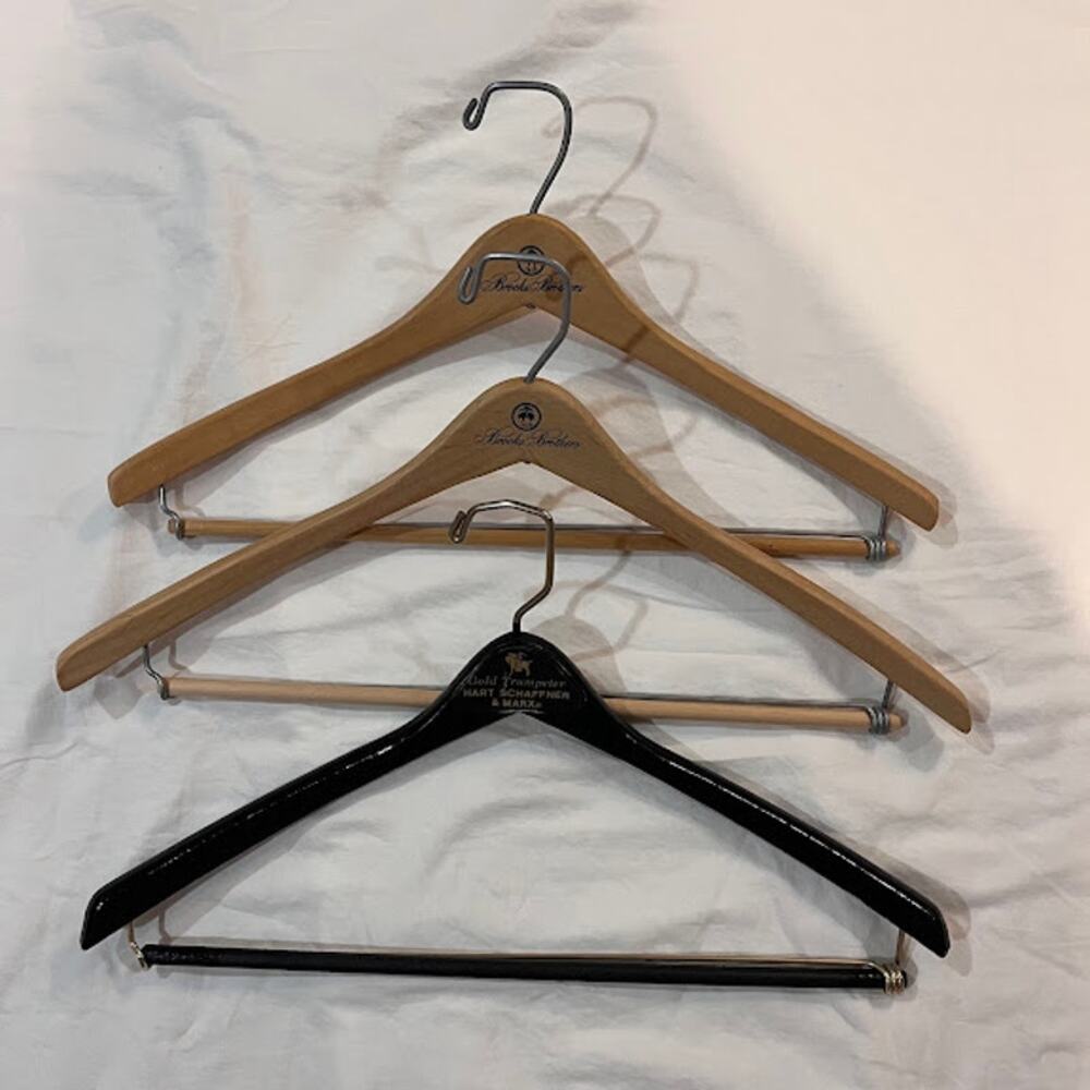 Vintage Brooks Brothers (2) & Gold Trumpeter Hart Schaffner & Marx (1) Hangers